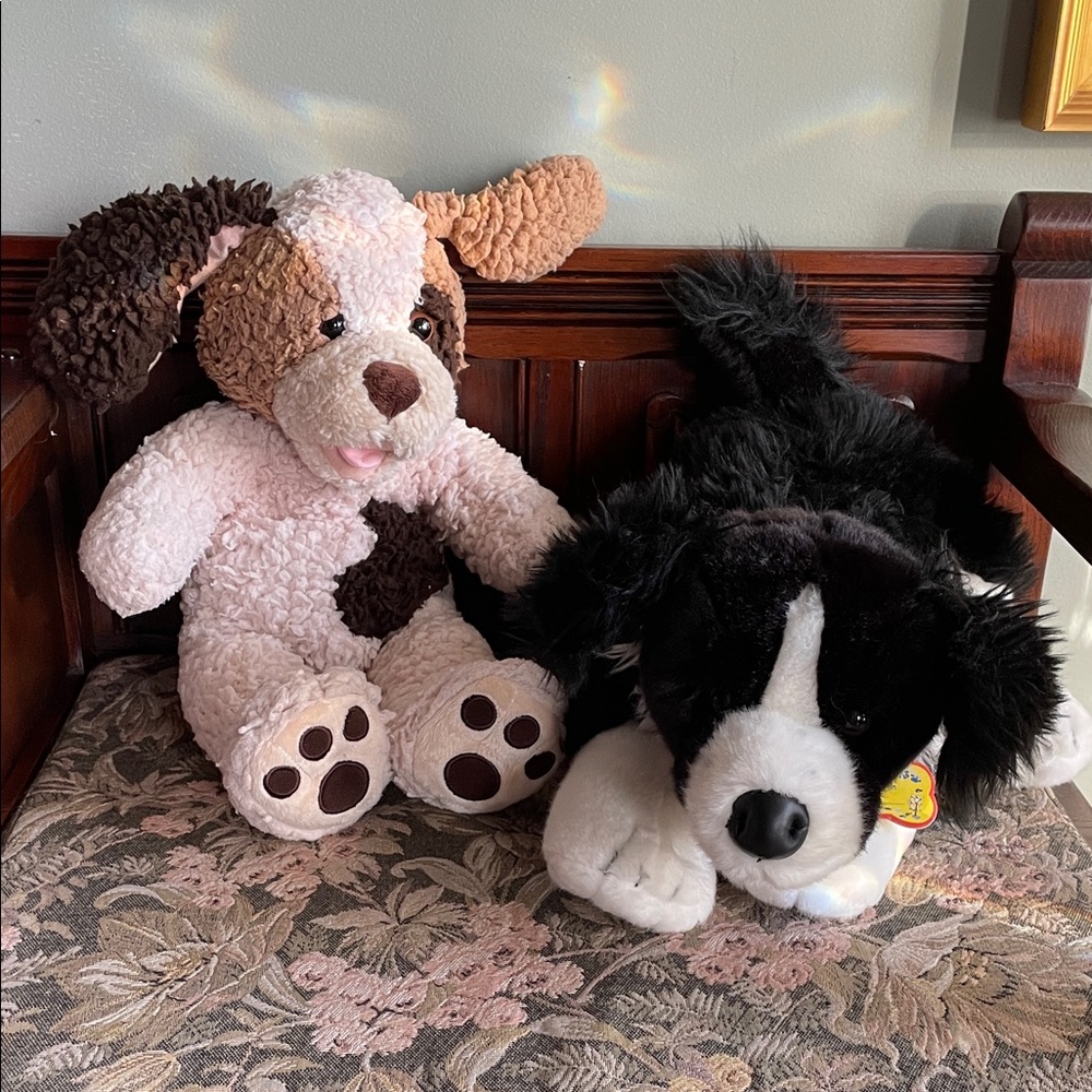 2 Build-A-Bear Dogs.  Black and White Border Collie Dog Toy